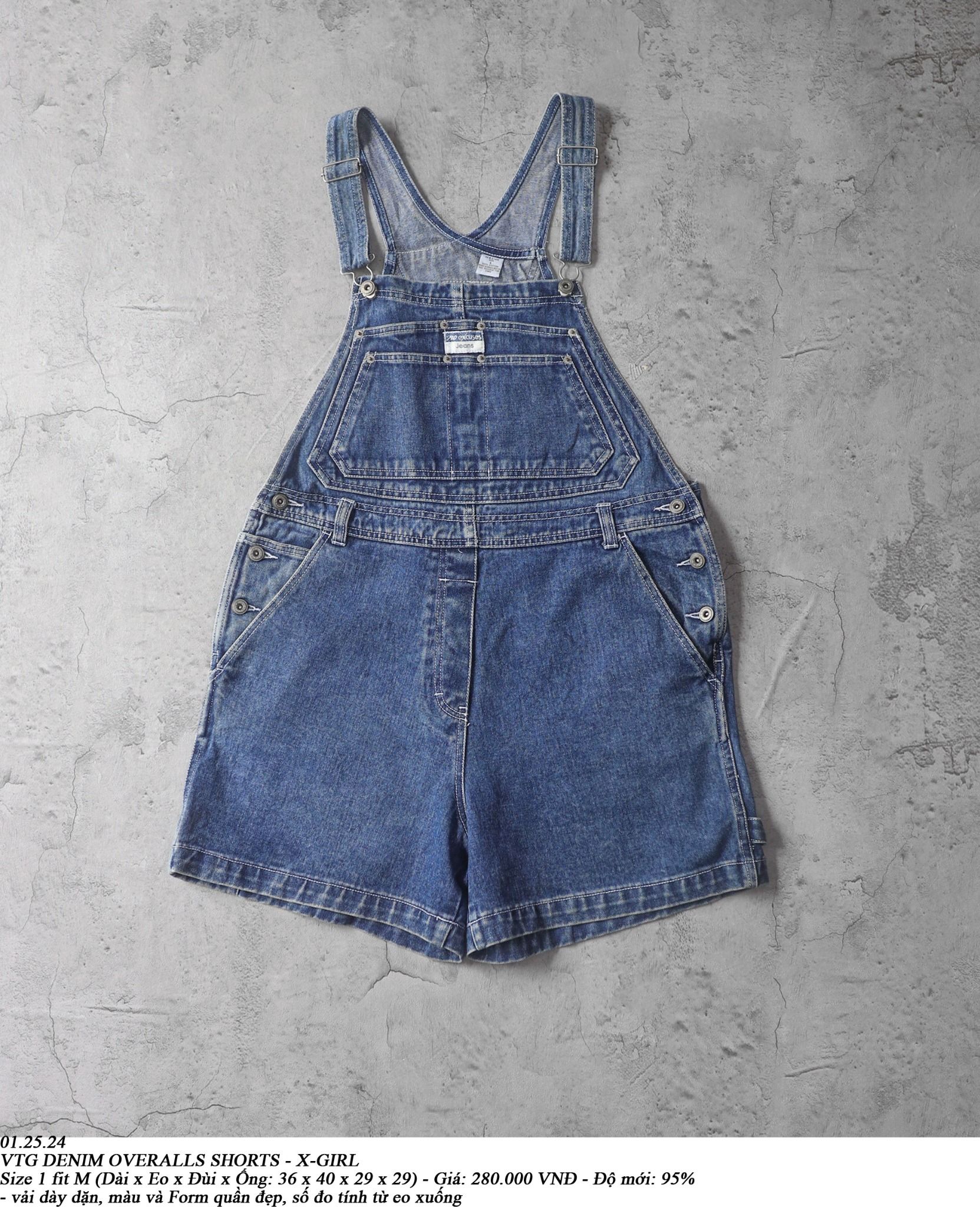  01.25.24 - VTG DENIM OVERALLS SHORT - X-GIRL 