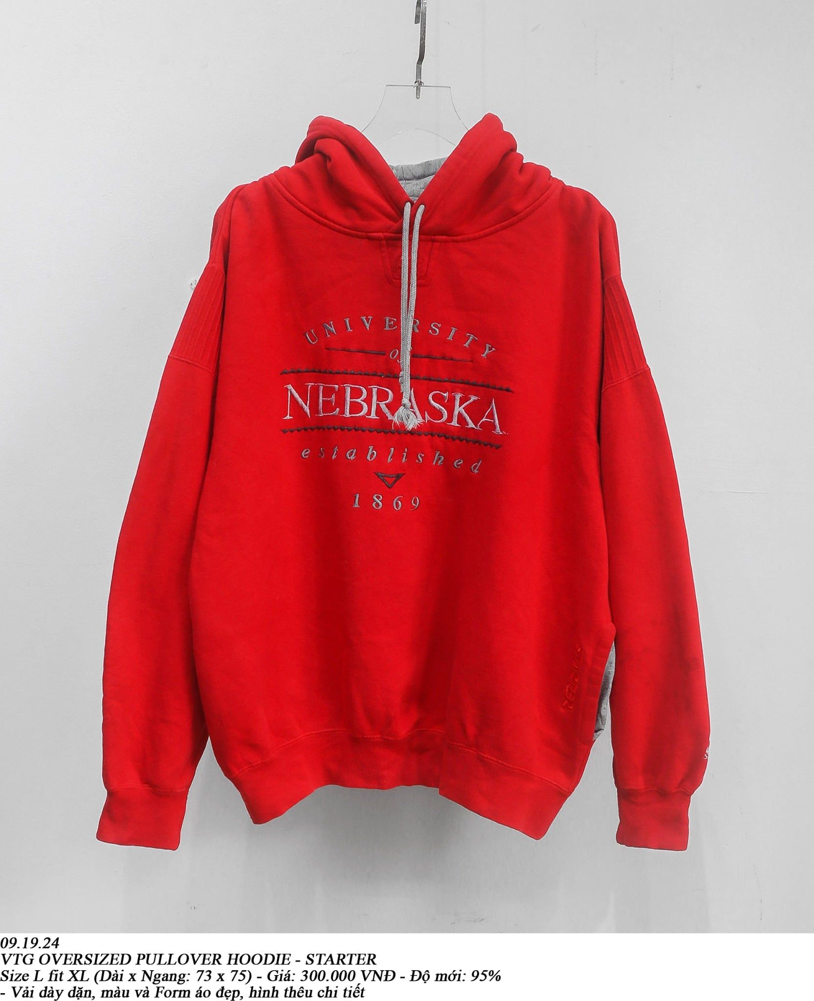  09.19.24 - VTG OVERSIZED PULLOVER HOODIE - STARTER 