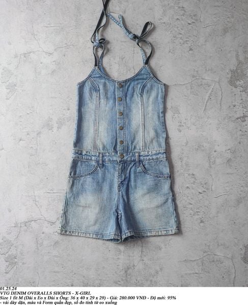  01.25.24 - VTG DENIM OVERALLS SHORT - X-GIRL 