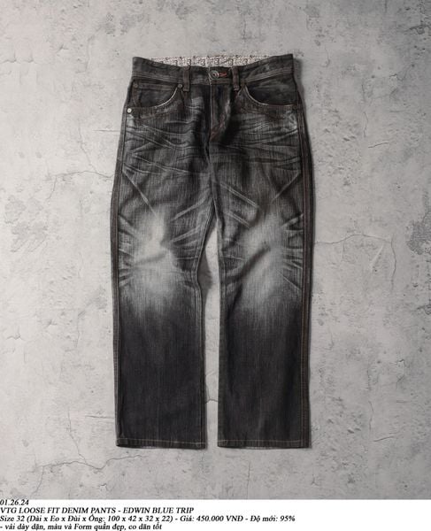  01.26.24 - VTG LOOSE FIT DENIM PANTS - EDWIN BLUE TRIP 