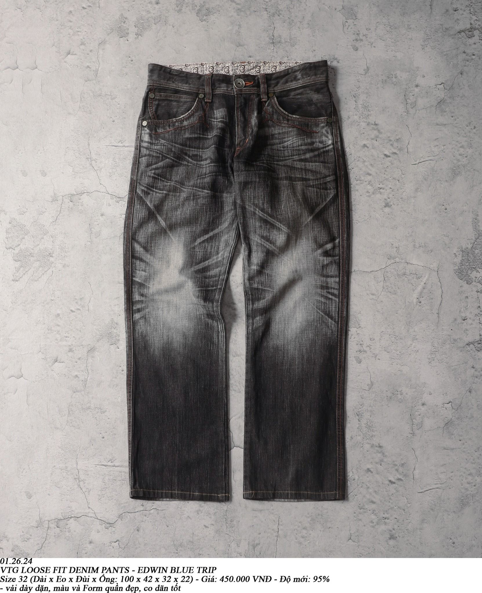  01.26.24 - VTG LOOSE FIT DENIM PANTS - EDWIN BLUE TRIP 