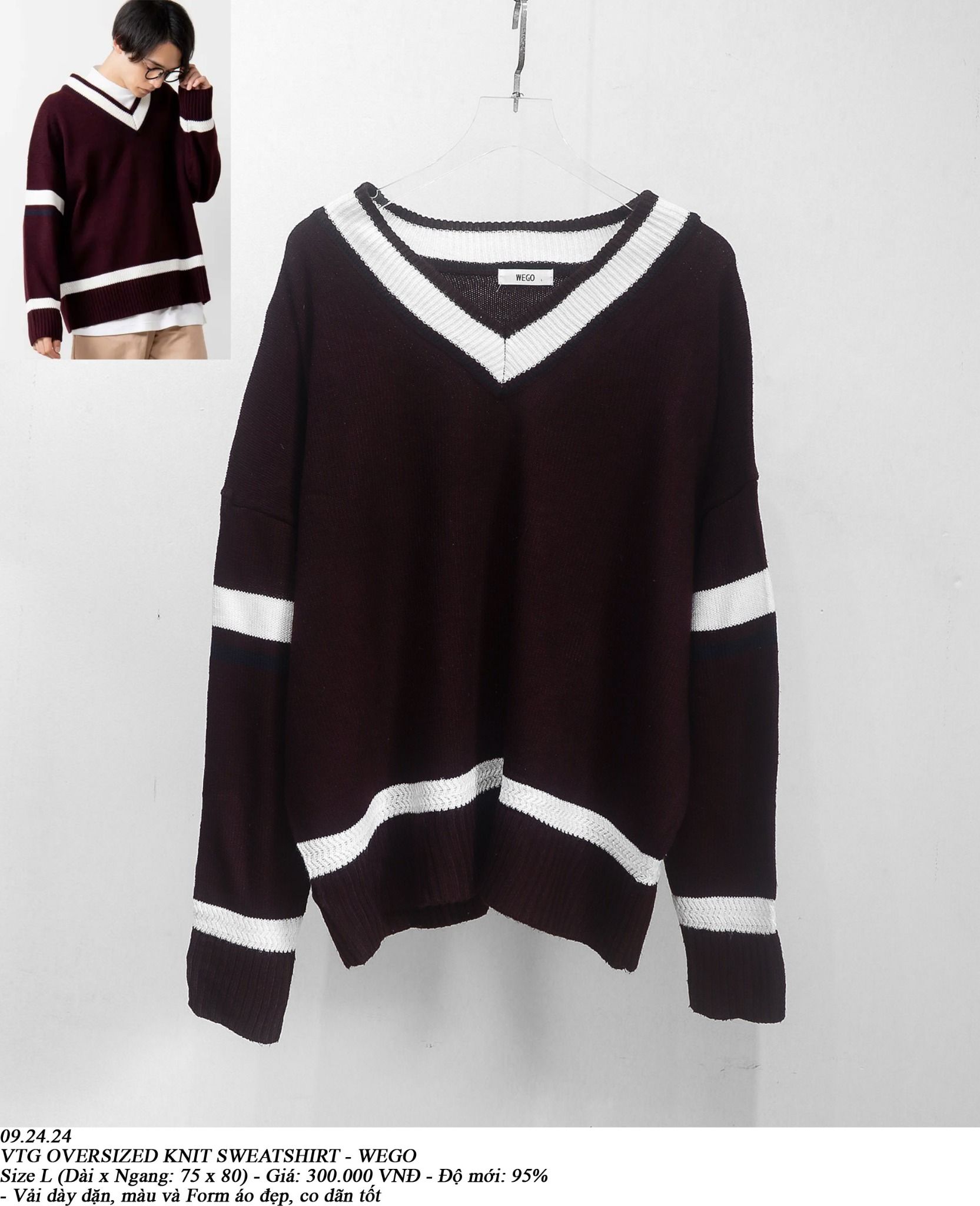  09.24.24 - VTG OVERSIZED KNIT SWEATSHIRT - WEGO 