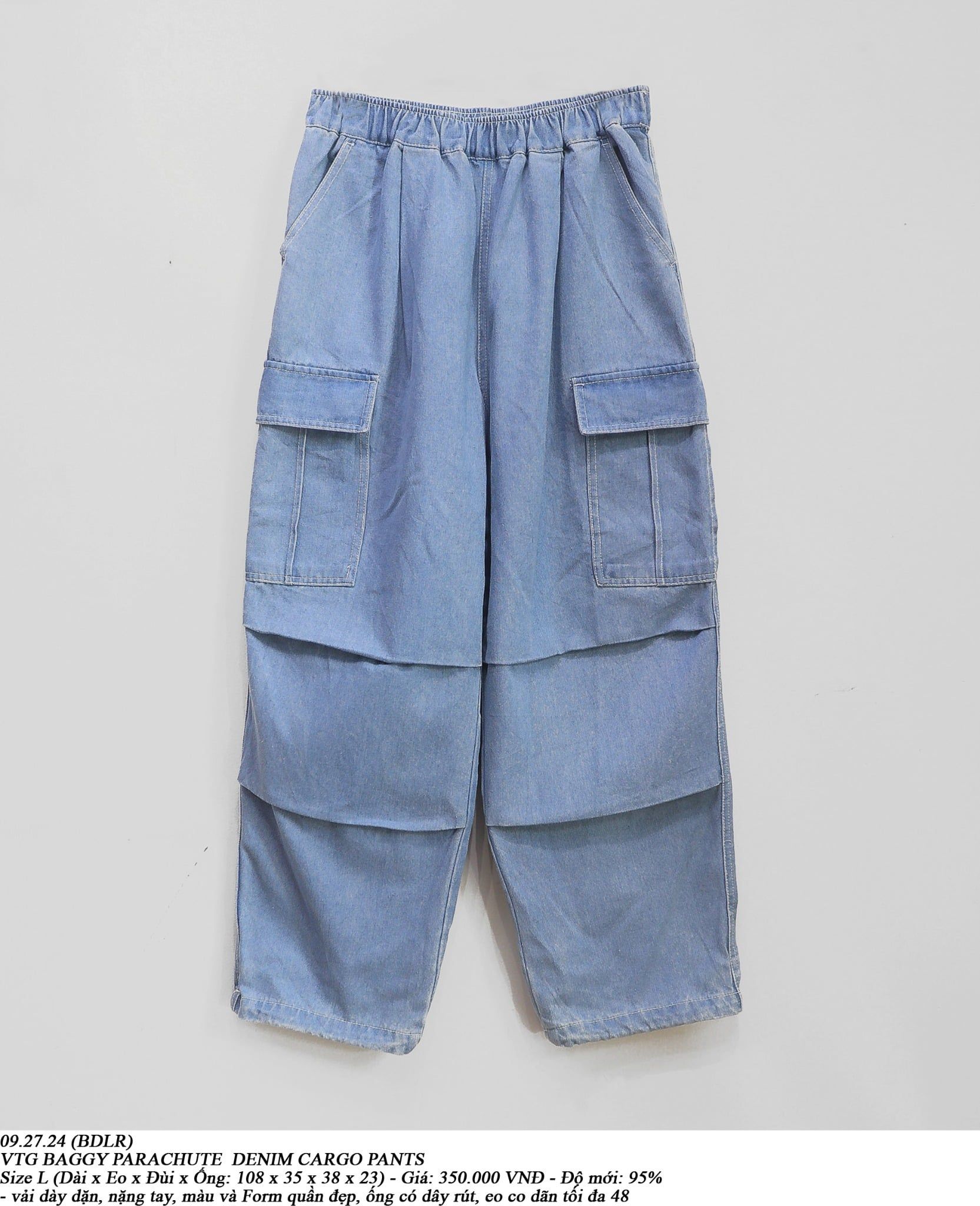  09.27.24 - VTG BAGGY PARACHUTE DENIM CARGO PANTS 