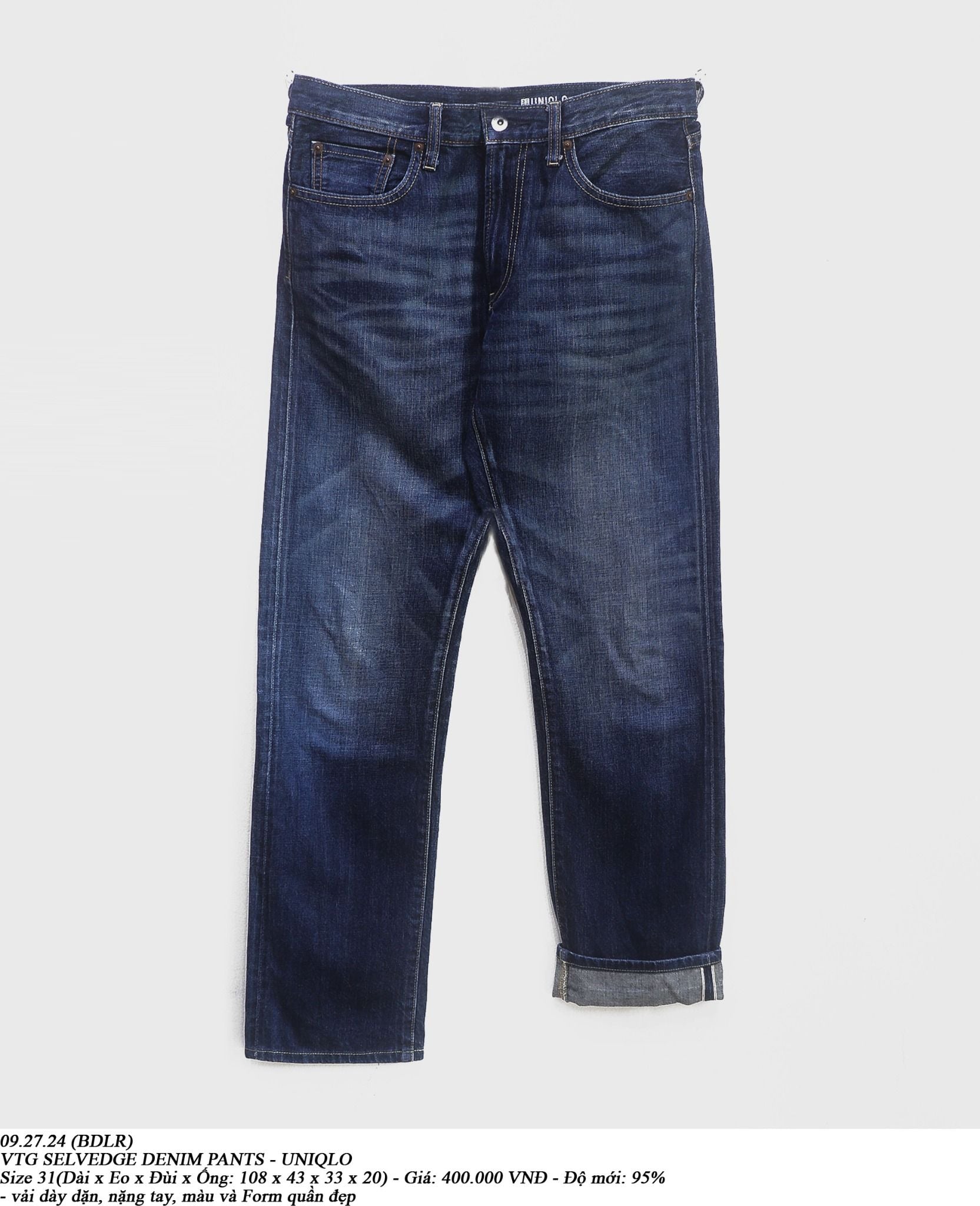  09.27.24 - VTG SELVEDGE DENIM PANTS - UNIQLO 