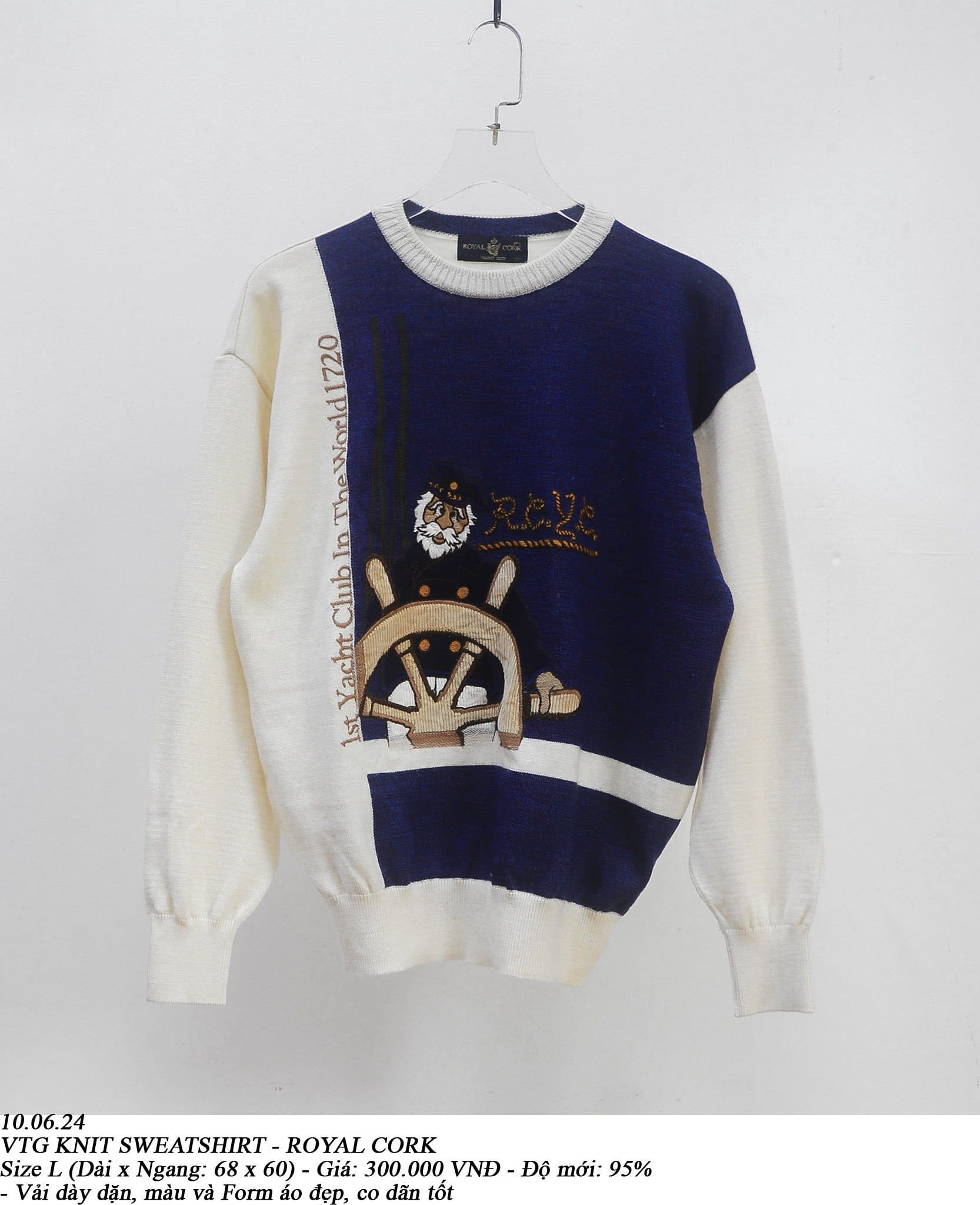  10.06.24 - VTG KNIT SWEATSHIRT - ROYAL CORK 