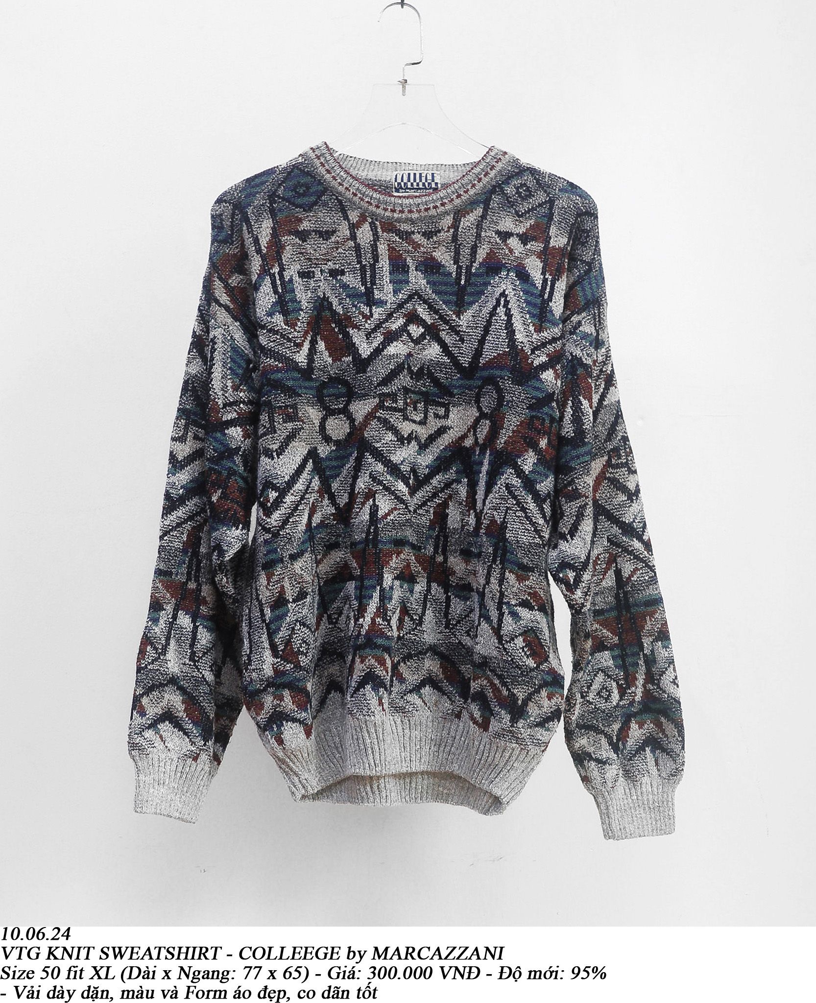  10.06.24 - VTG KNIT SWEATSHIRT - COLLEGE by MARCAZZANI 