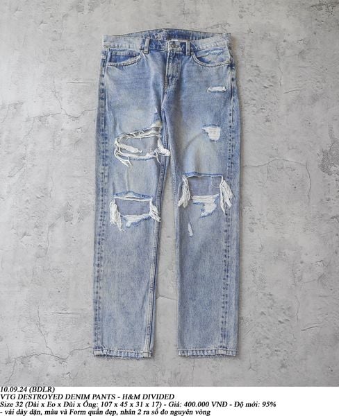  10.09.24 - VTG DESTROYED DENIM PANTS - H&M DIVIDED 