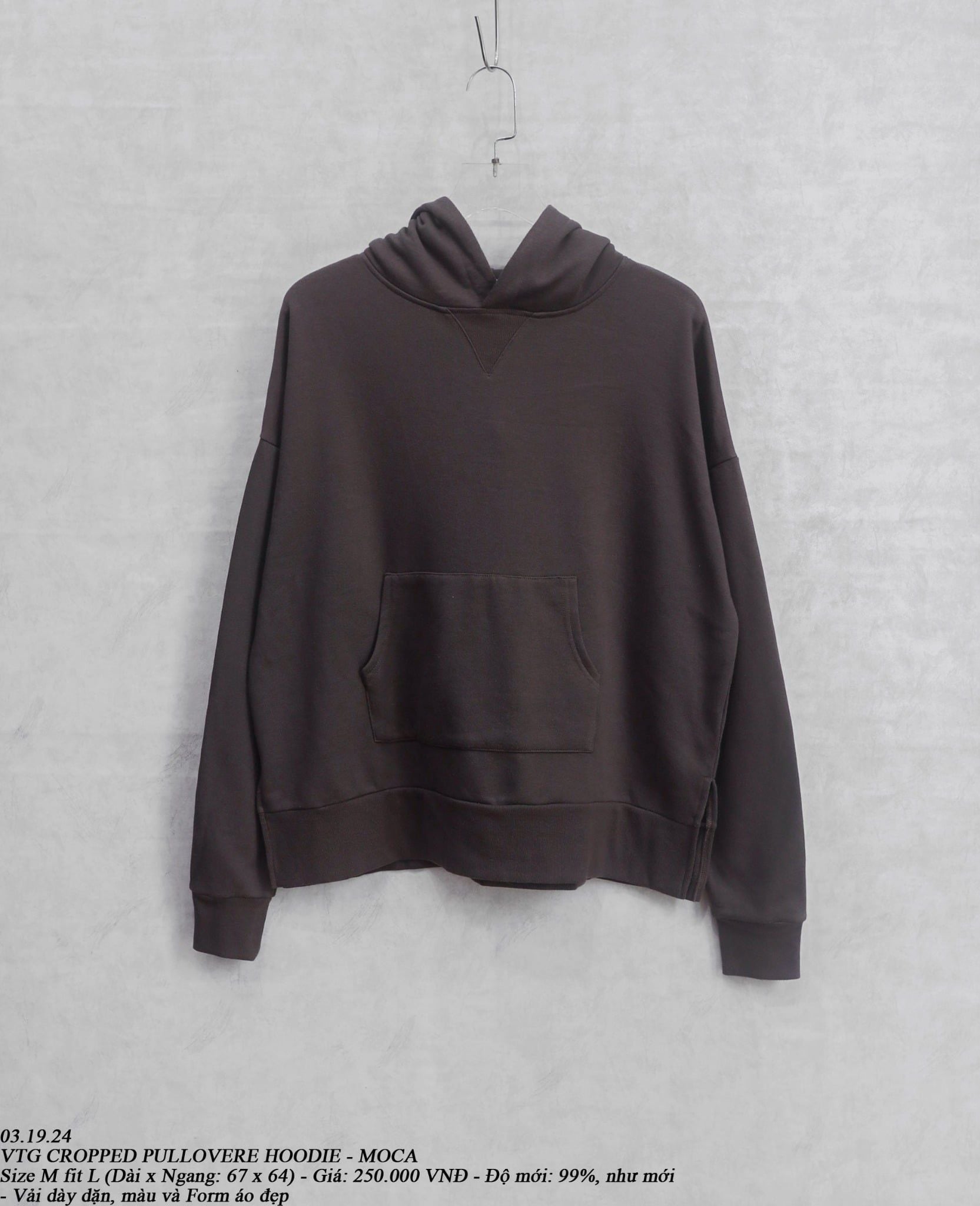  03.19.24 - VTG CROPPED PULLOVER HOODIE - MOCA 