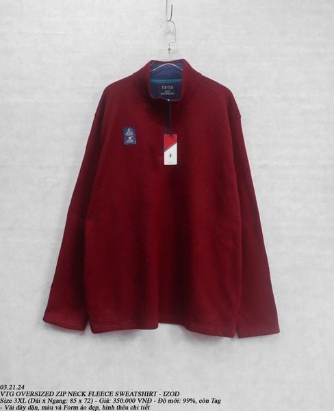  03.21.24 - VTG OVERSIZED ZIP NECK FLEECE SWEATSHIRT - IZOD 