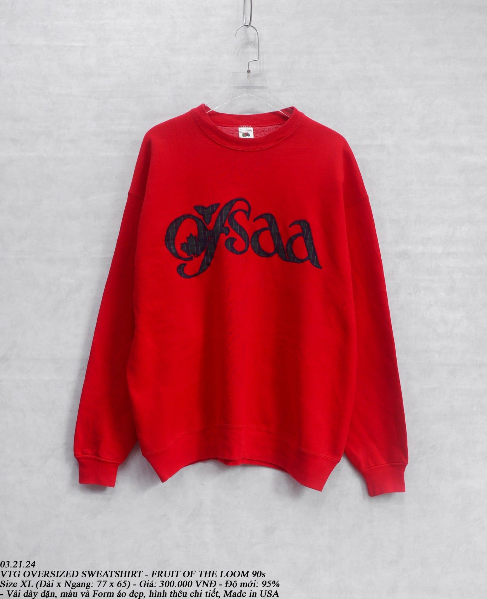  03.21.24 - VTG OVERSIZED SWEATSHIRT - FRUIT OF THE LOOM 90s 