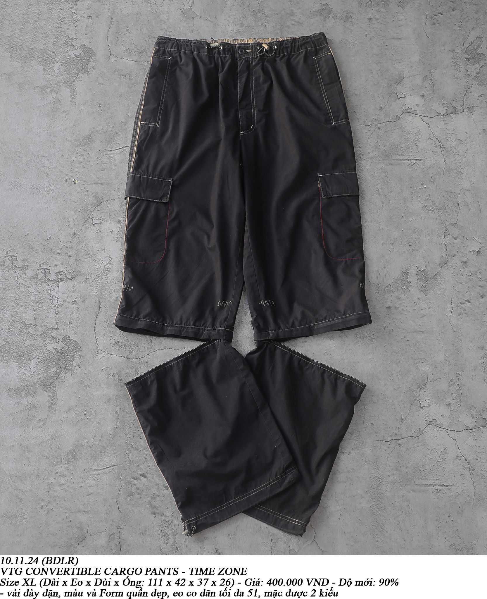  10.11.24 - VTG CONVERTIBLE CARGO PANTS - TIME ZONE 