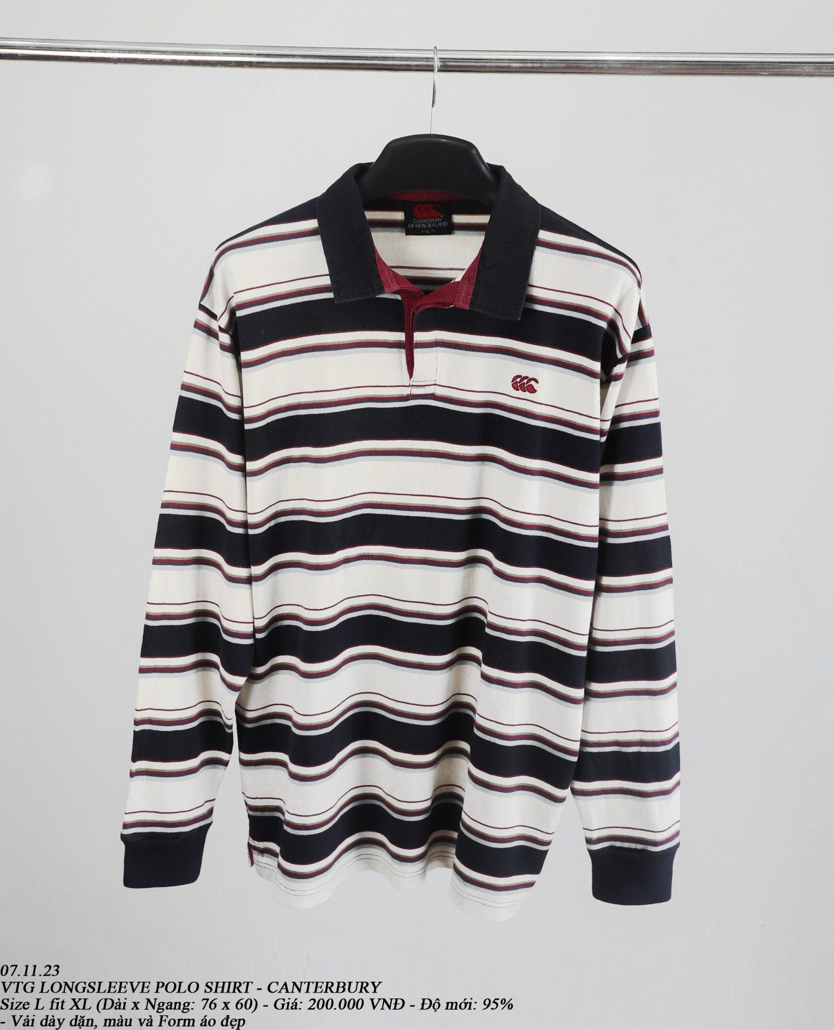  07.11.23 - VTG LONGSLEEVE POLO SHIRT - CANTERBURY 