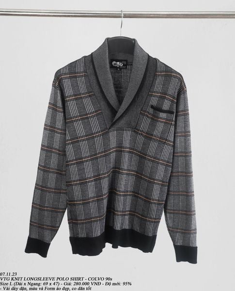  07.11.23 - VTG KNIT LONGSLEEVE POLO SHIRT - COLVO 90s 