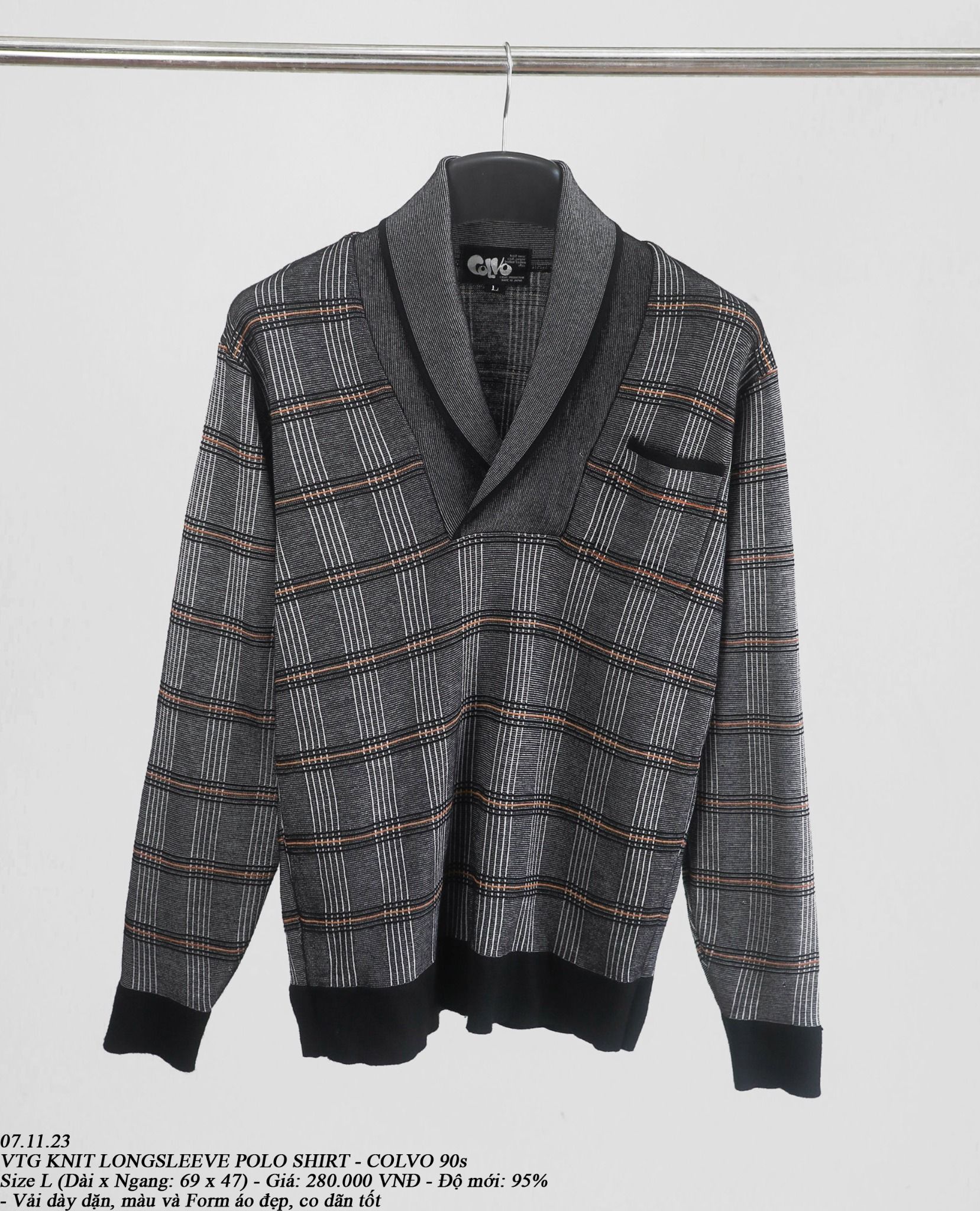  07.11.23 - VTG KNIT LONGSLEEVE POLO SHIRT - COLVO 90s 