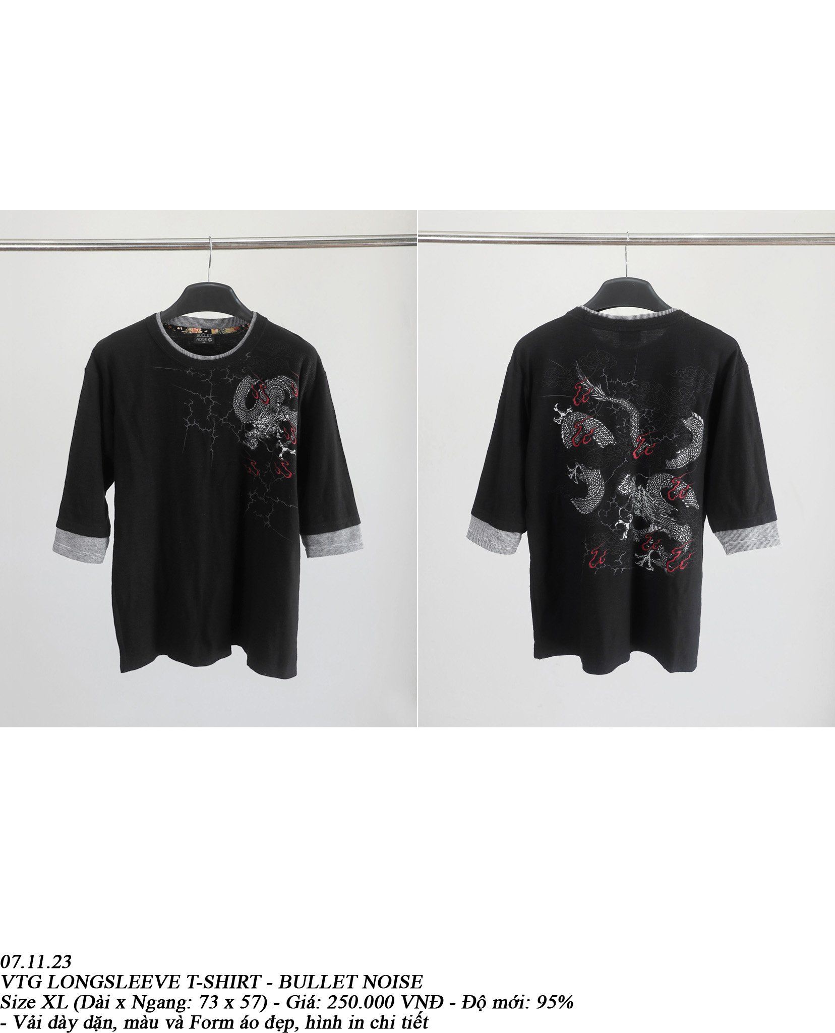 07.11.23 - VTG LONGSLEEVE POLO SHIRT - BULLET NOISE 