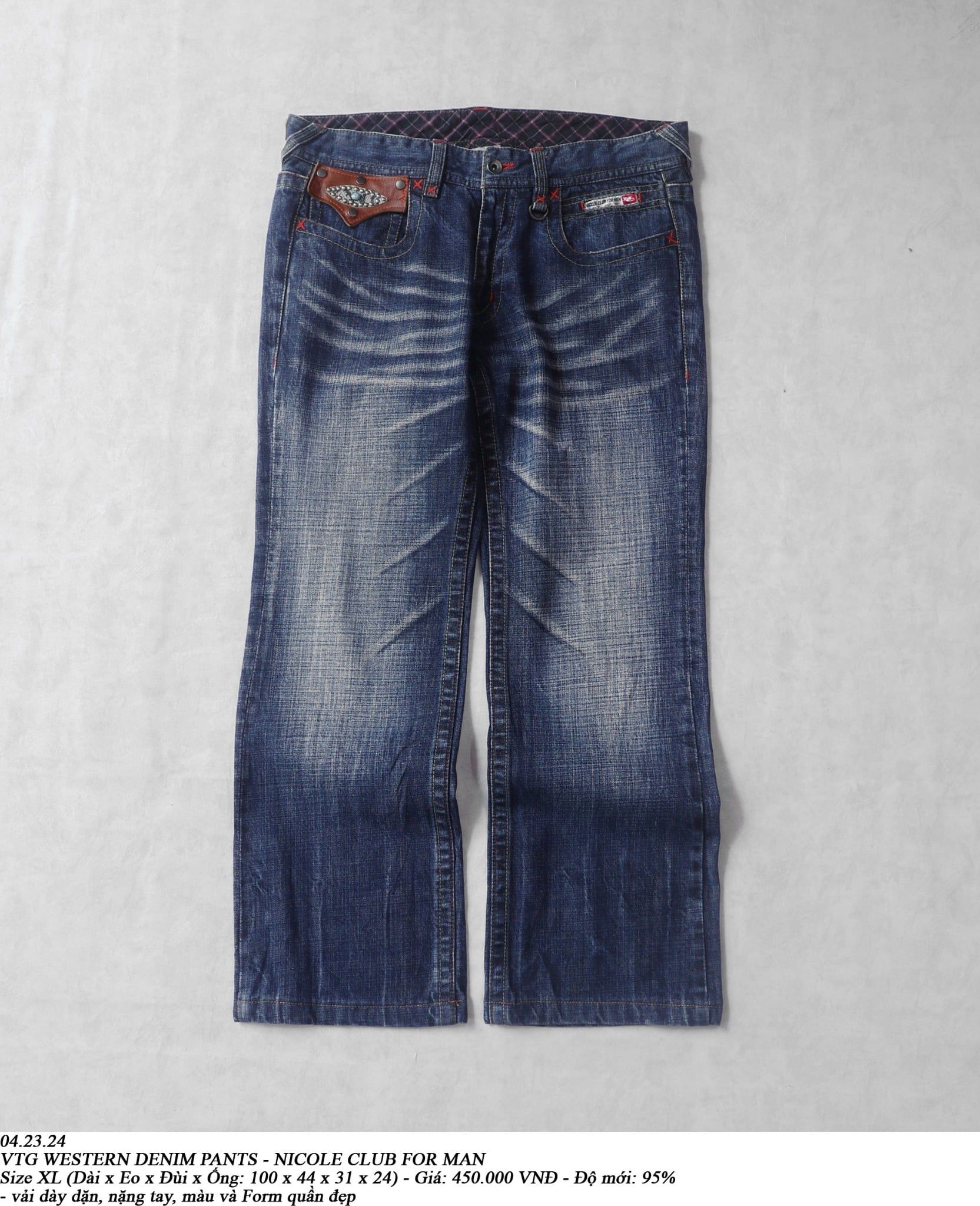  04.23.24 - VTG WESTERN DENIM PANTS - NICOLE CLUB FOR MAN 
