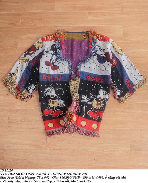  10.08.24 - VTG BLANKET CAPE JACKET - DISNEY MICKEY 90s 