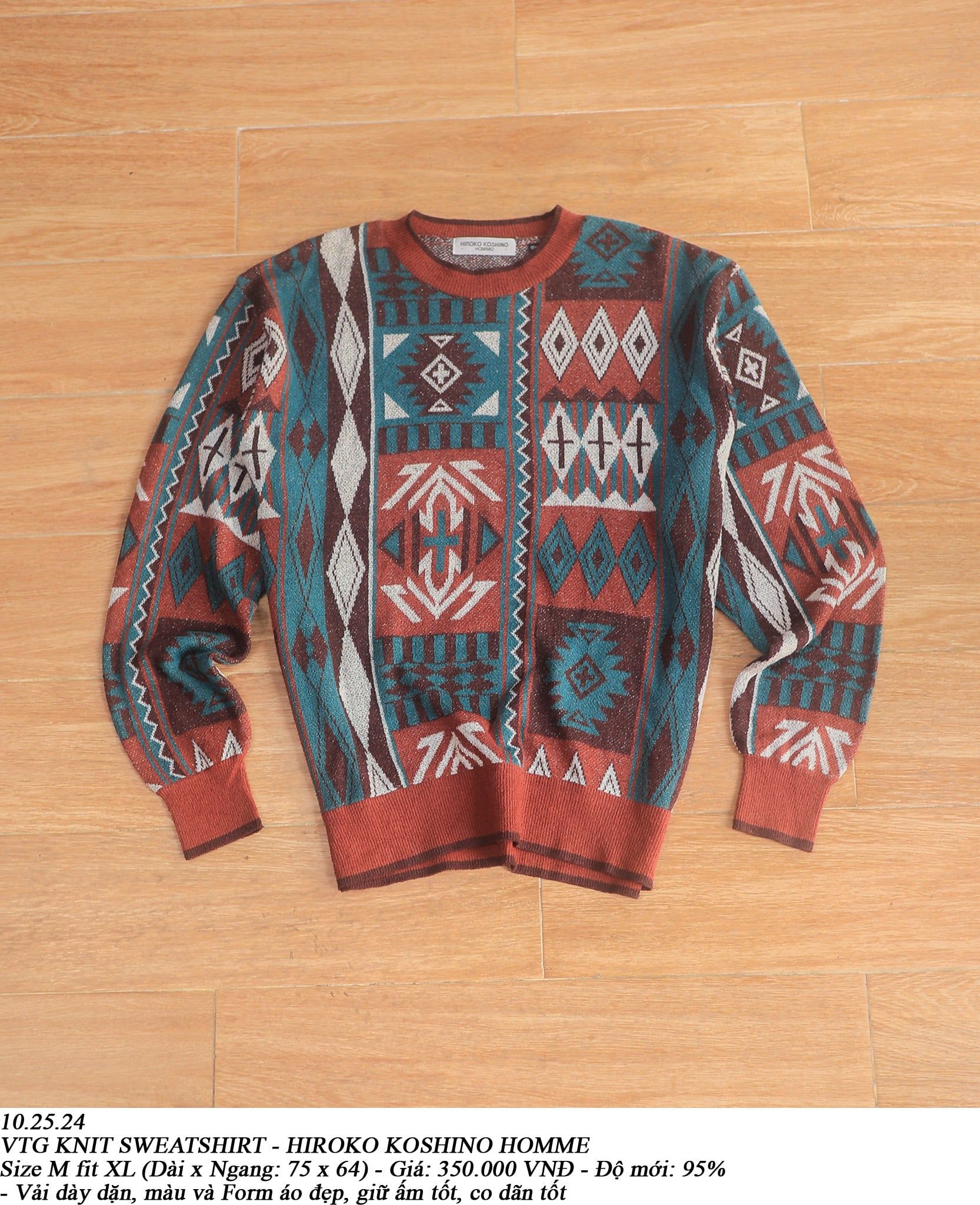  10.24.24 - VTG KNIT SWEATSHIRT - HIROKO KOSHINO HOMME 