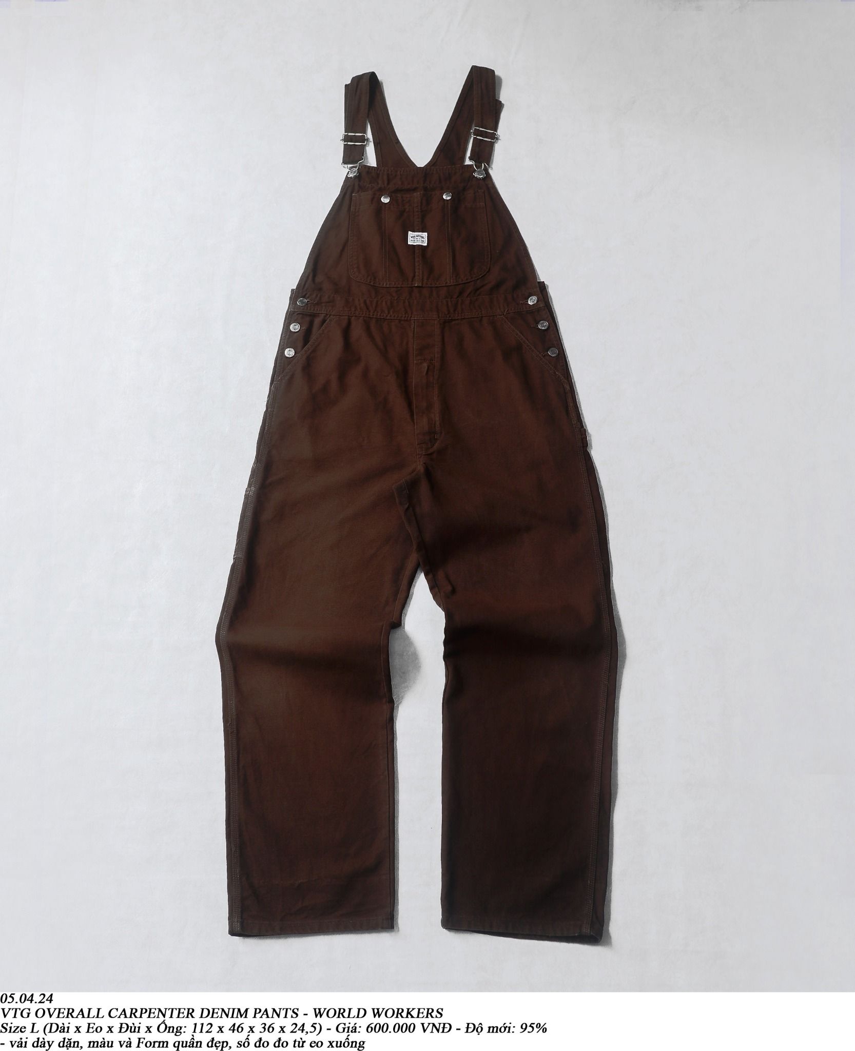  05.04.24 - VTG OVERALL CARPENTER DENIM PANTS - WORLD WORKERS 