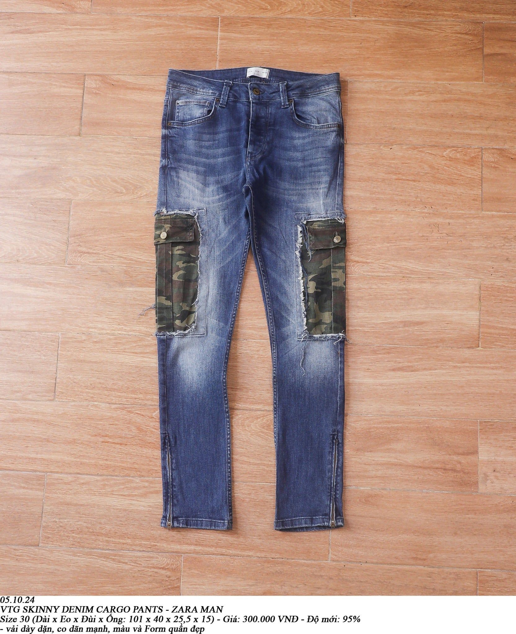  05.10.24 - VTG SKINNY DENIM CARGO PANTS - ZARA MAN 