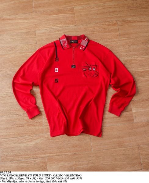  05.21.24 - VTG LONGSLEEVE ZIP POLO SHIRT - CARLO VALENTINO 