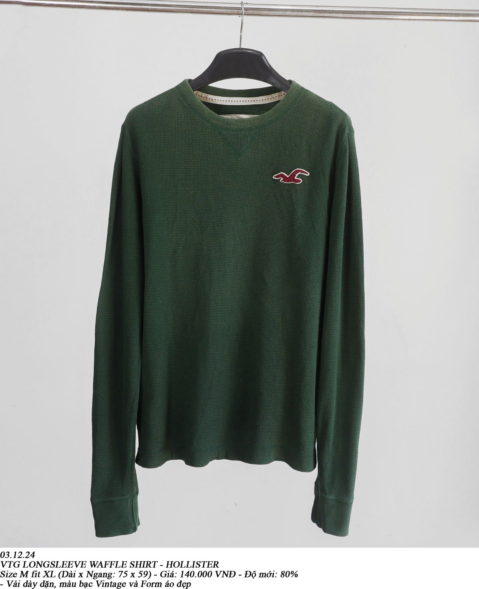  03.12.24 - VTG LONGSLEEVE WAFFLE SHIRT - HOLLISTER 
