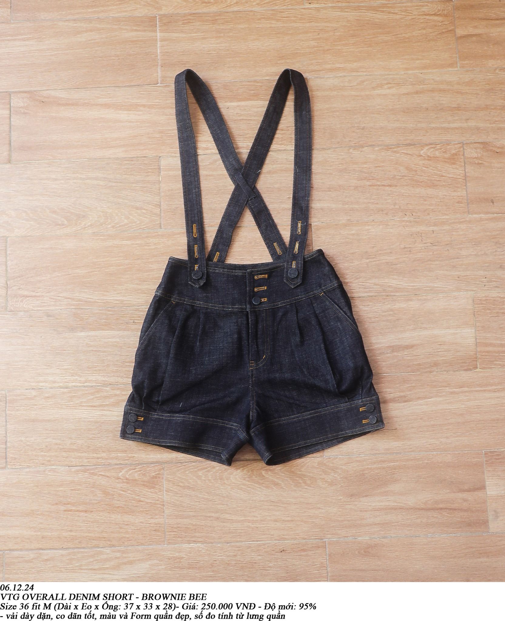  06.12.24 - VTG DENIM OVERALLS SHORT - BROWNIE BEE 