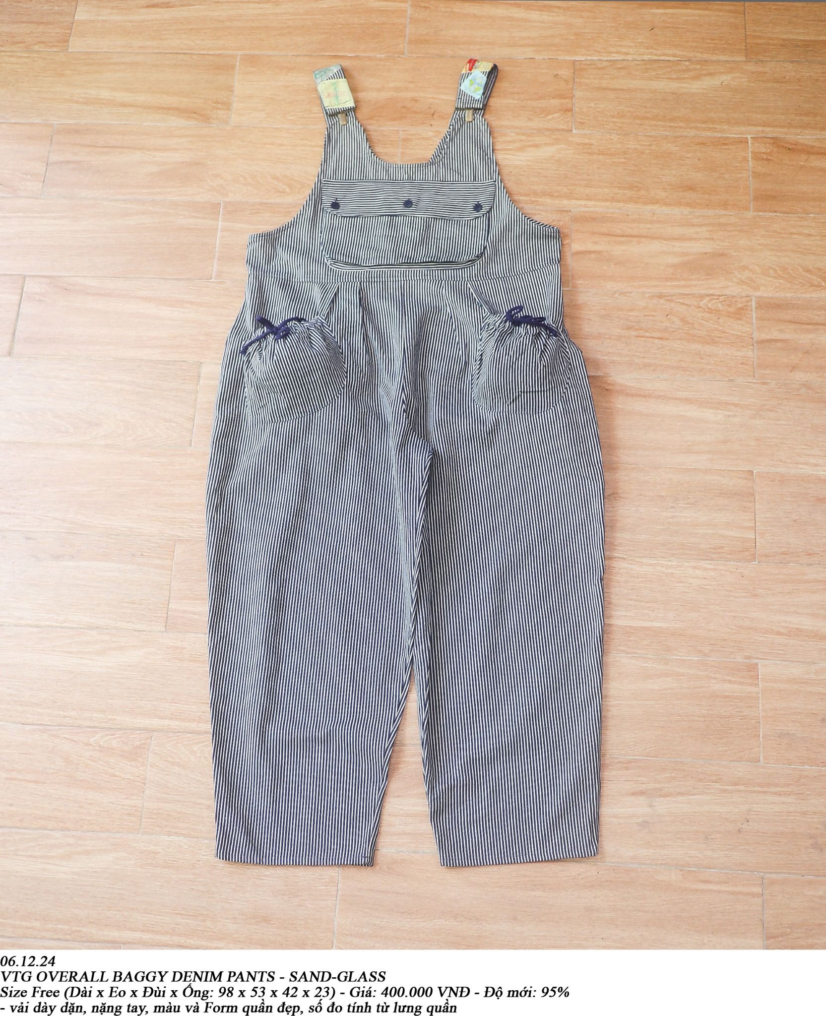  06.12.24 - VTG DENIM OVERALLS PANTS - SAND-GLASS 