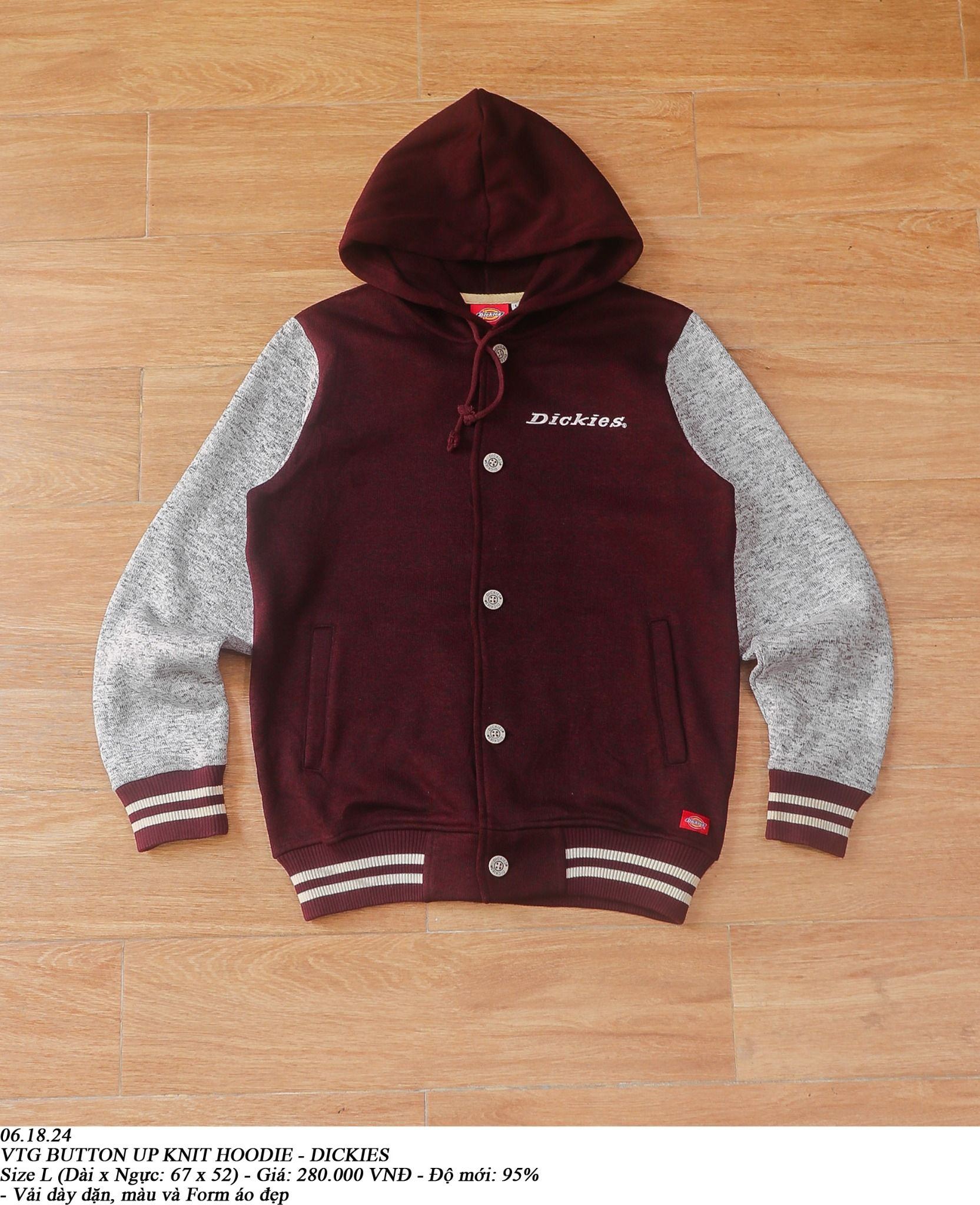  06.18.24 - VTG BUTTON UP KNIT HOODIE - DICKIES 