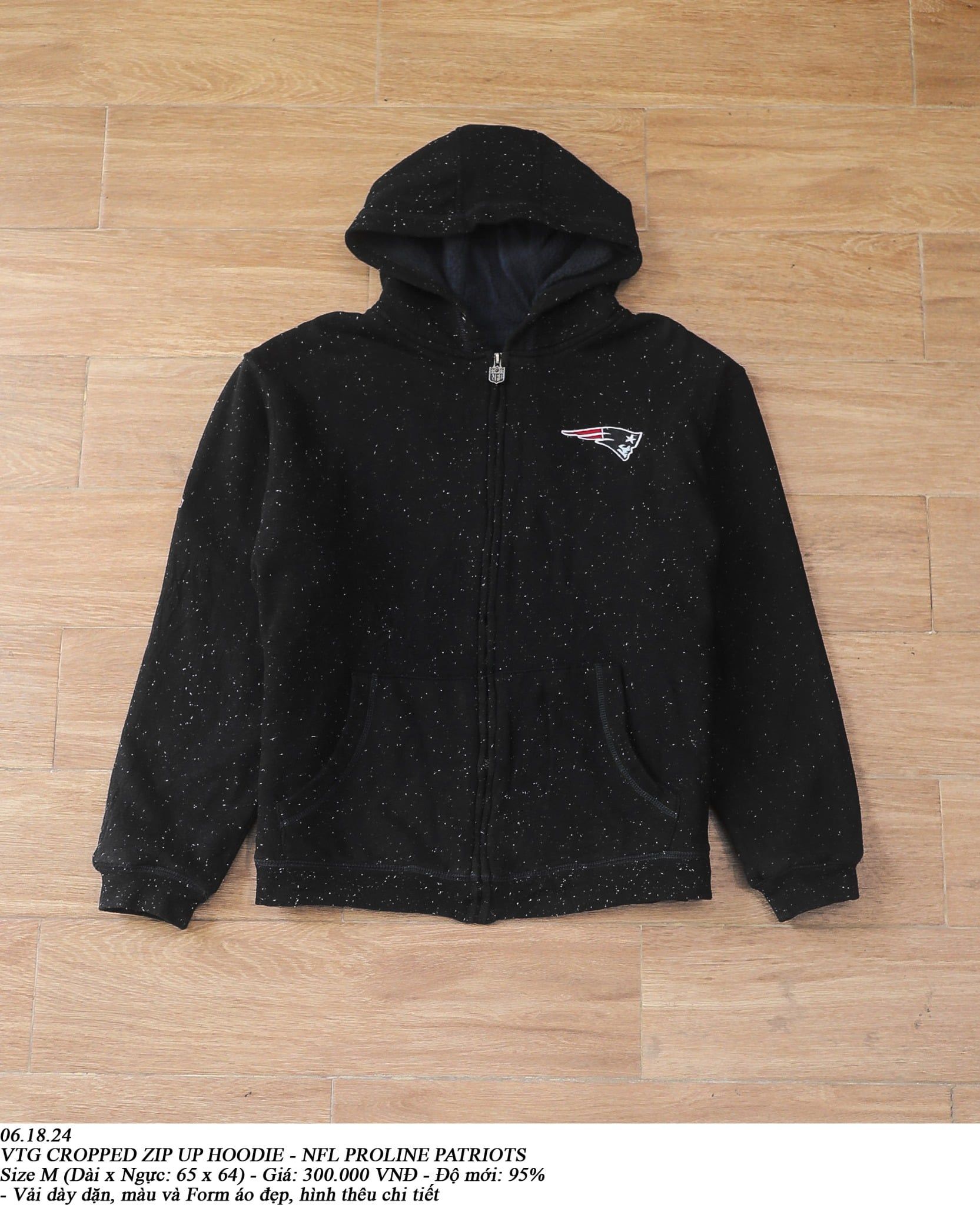  06.18.24 - VTG CROPPED ZIP UP HOODIE - NFL PROLINE PATRIOTS 