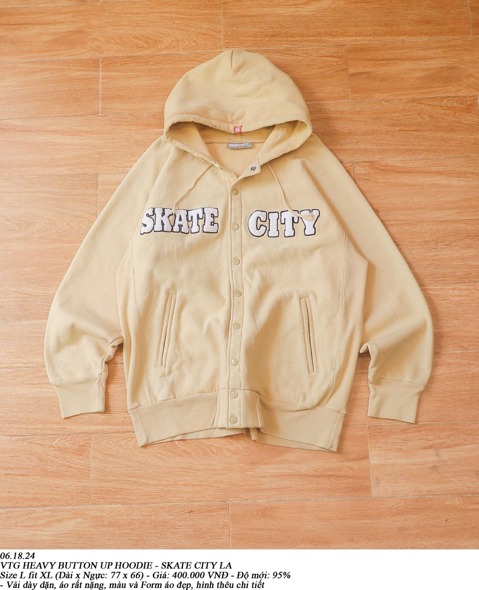  06.18.24 - VTG HEAVY BUTTON UP HOODIE - SKATE CITY LA 