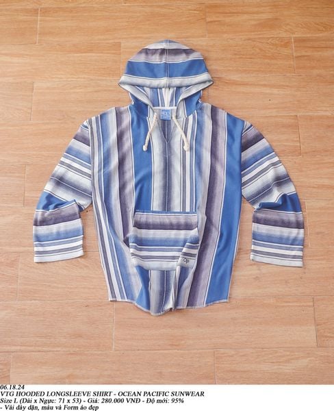  06.18.24 - VTG HOODED LONGSLEEVE SHIRT - OCEAN PACIFIC SUNWEAR 