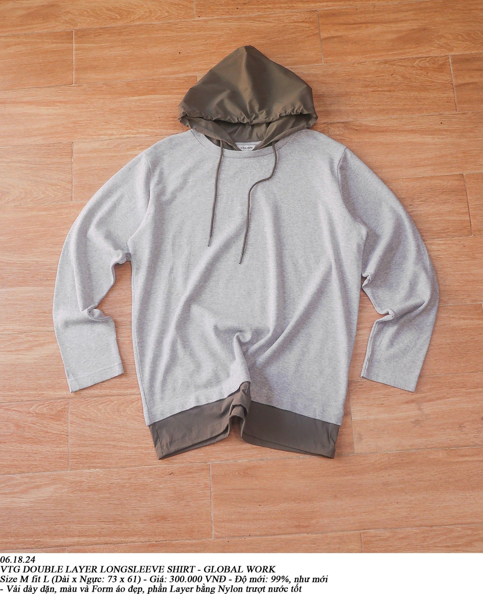  06.18.24 - VTG DOUBLE LAYER LONGSLEEVE SHIRT - GLOBAL WORK 