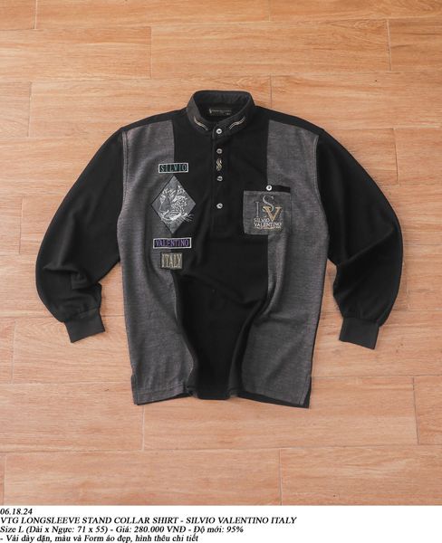  06.18.24 - VTG LONGSLEEVE STAND COLLAR SHIRT - SILVIO VALENTINO ITALY 