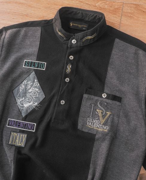  06.18.24 - VTG LONGSLEEVE STAND COLLAR SHIRT - SILVIO VALENTINO ITALY 