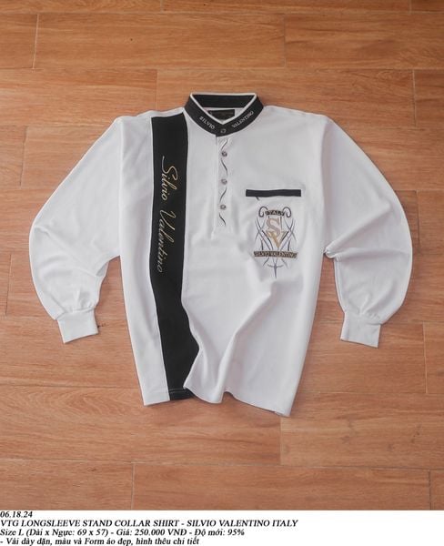  06.18.24 - VTG LONGSLEEVE STAND COLLAR SHIRT - SILVIO VALENTINO ITALY 