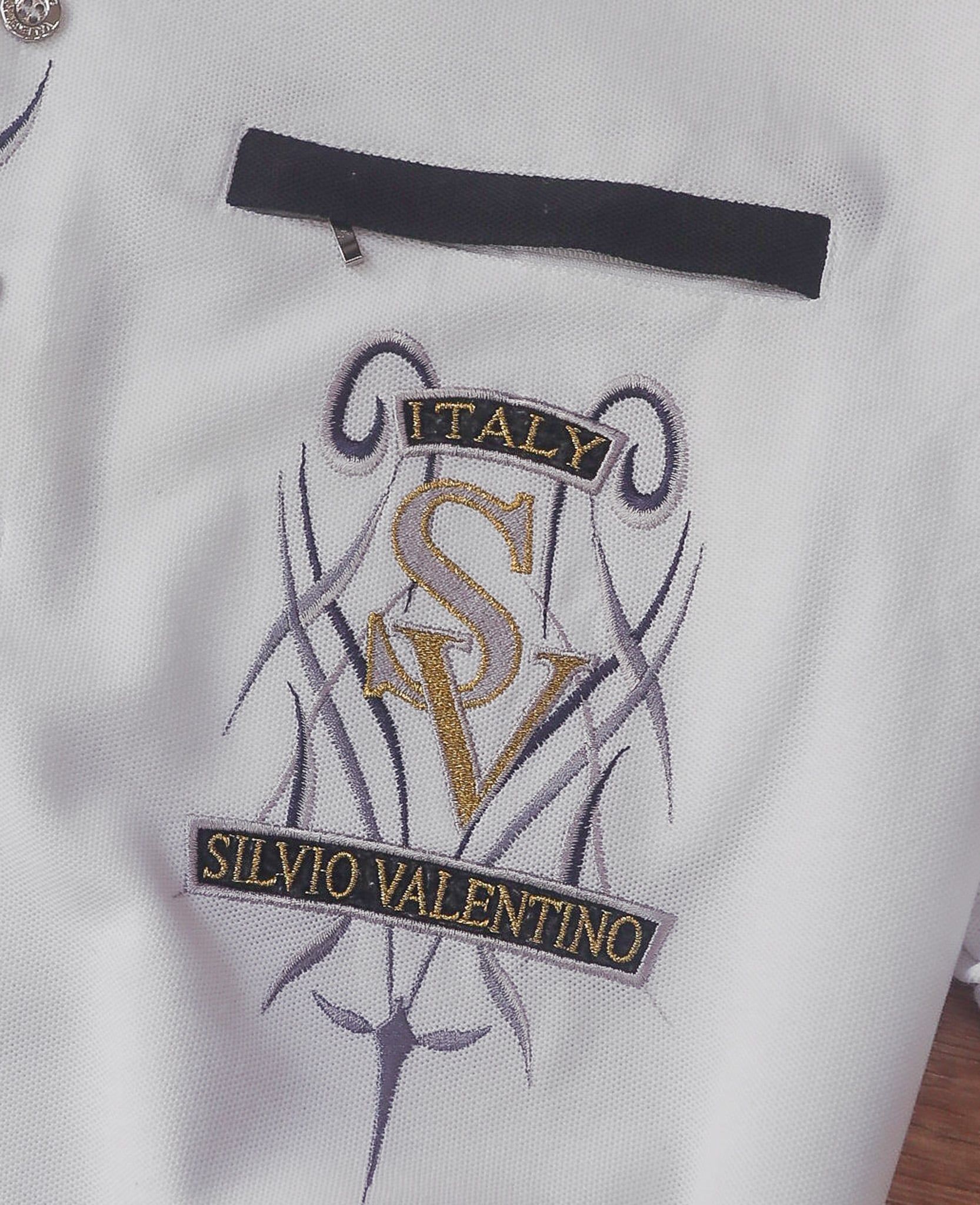  06.18.24 - VTG LONGSLEEVE STAND COLLAR SHIRT - SILVIO VALENTINO ITALY 