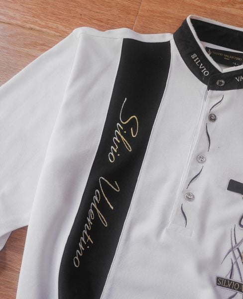  06.18.24 - VTG LONGSLEEVE STAND COLLAR SHIRT - SILVIO VALENTINO ITALY 