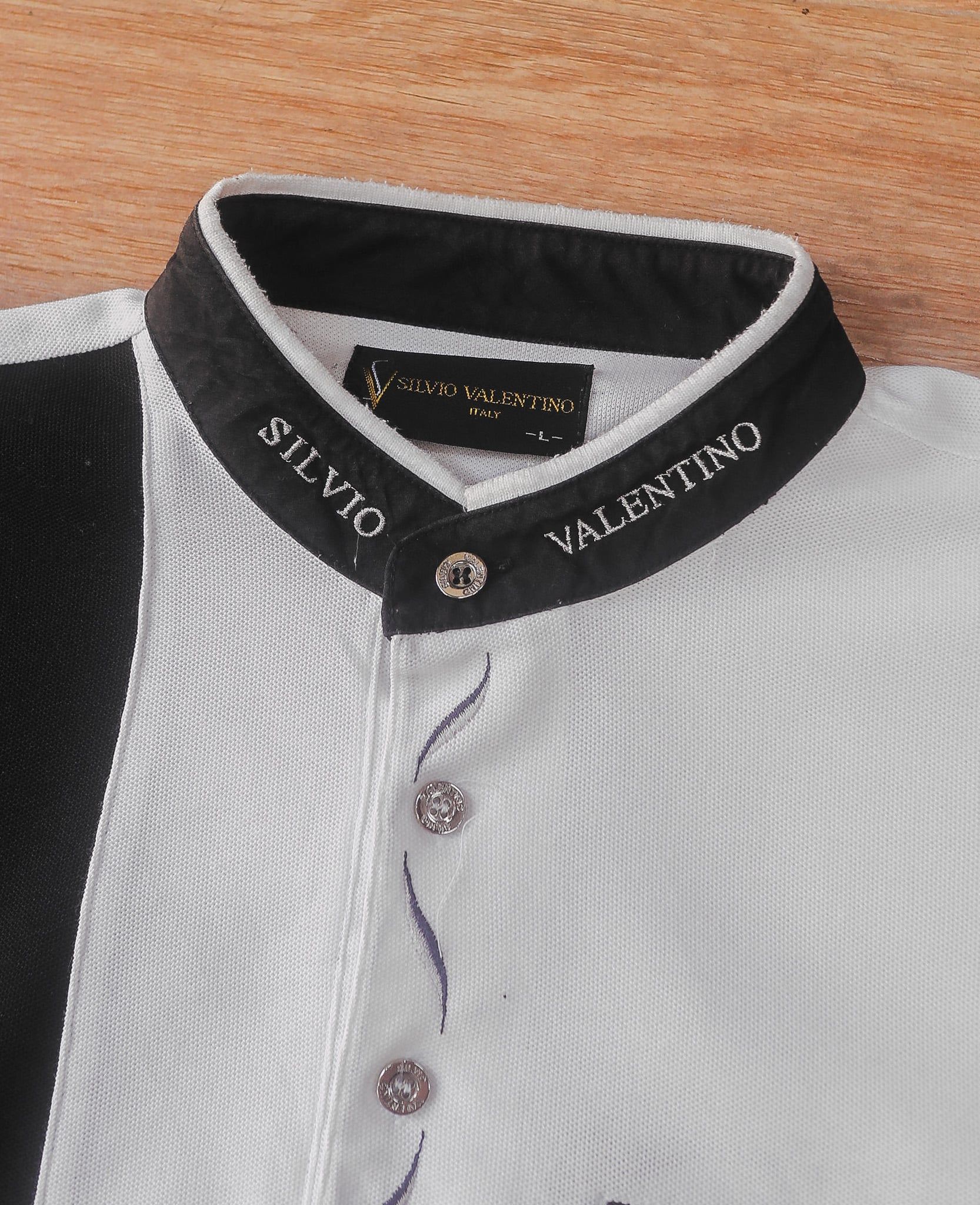  06.18.24 - VTG LONGSLEEVE STAND COLLAR SHIRT - SILVIO VALENTINO ITALY 