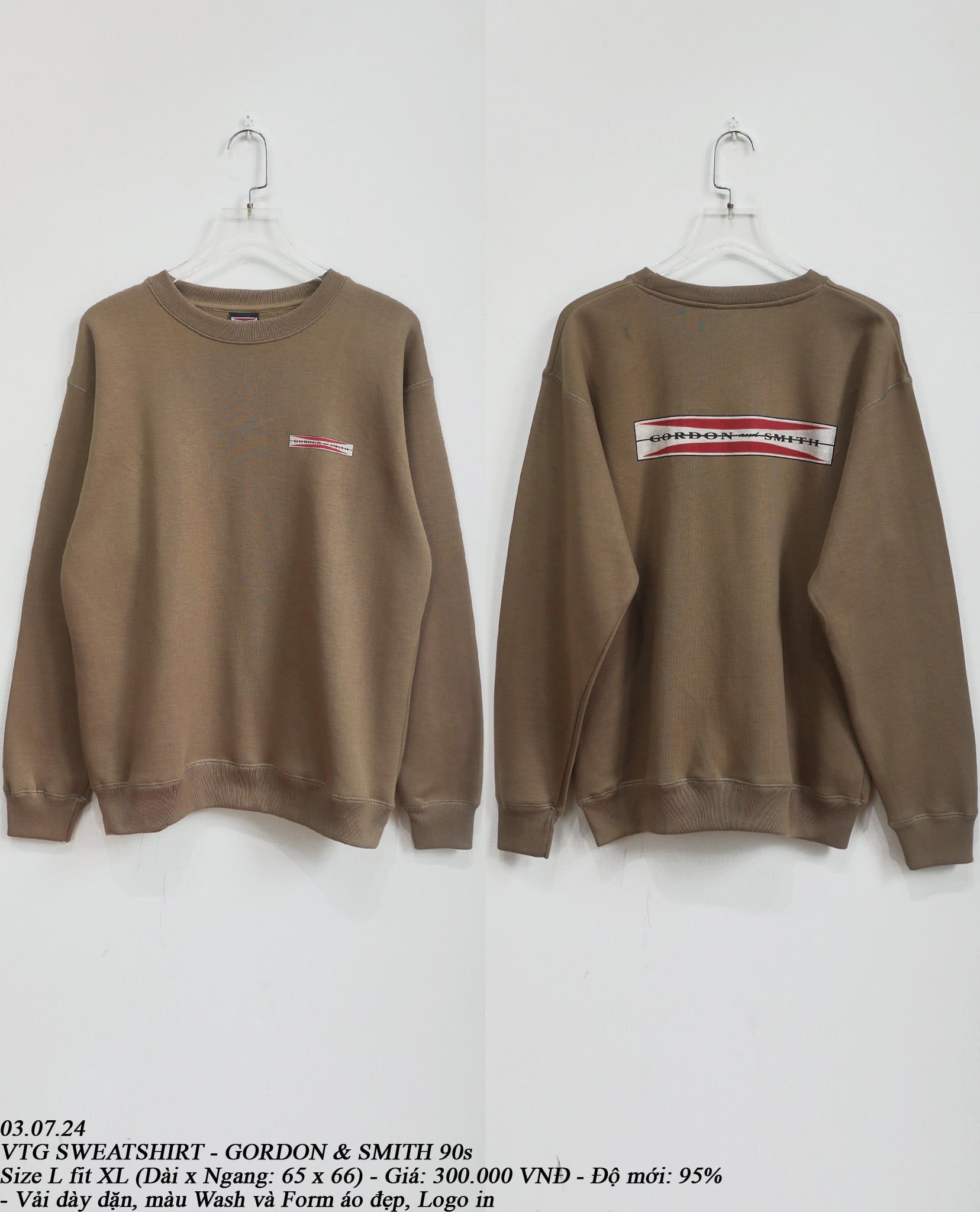  03.07.24 - VTG SWEATSHIRT - GORDON & SMITH 90s 