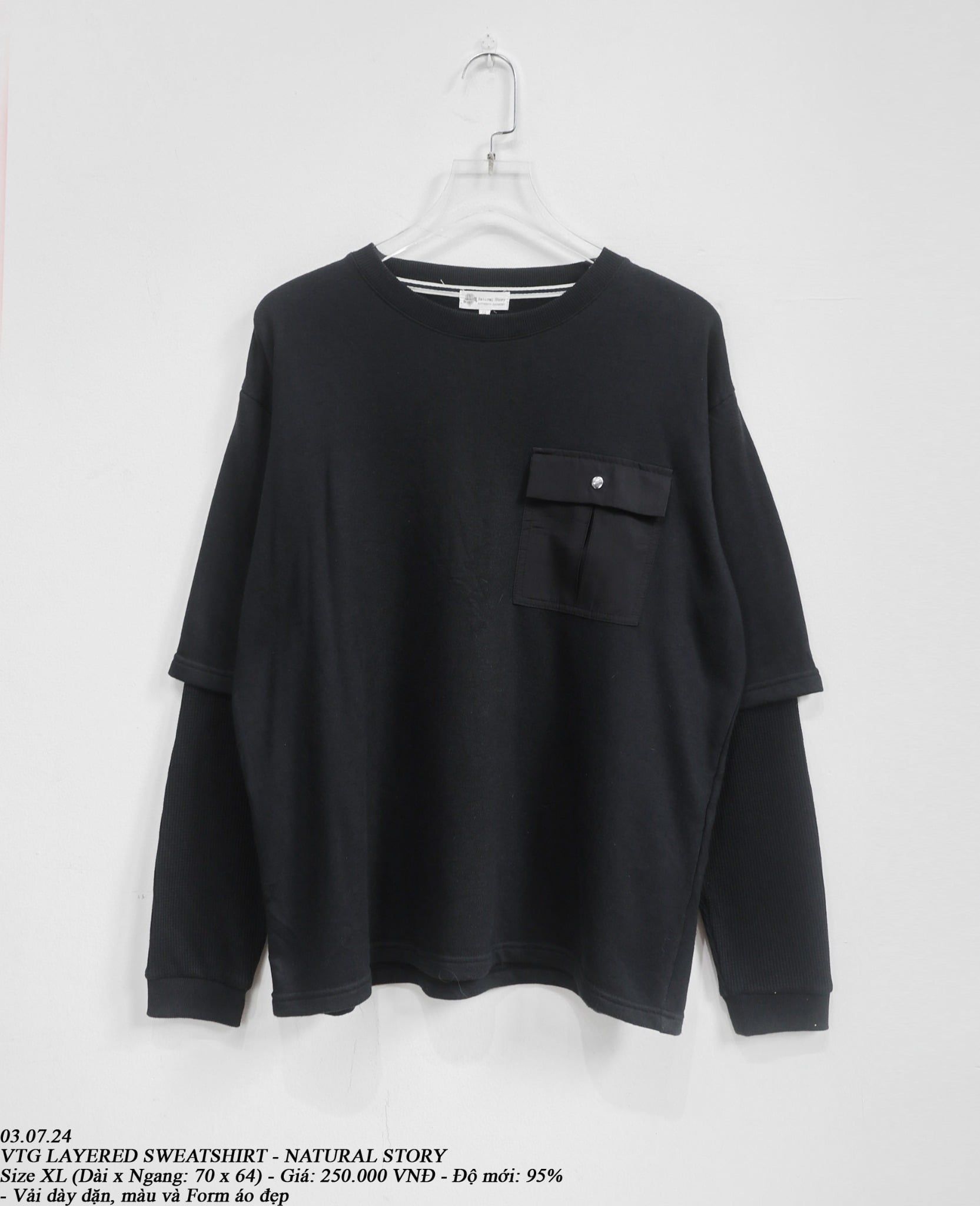  03.07.24 - VTG LAYERED SWEATSHIRT - NATURAL STORY 