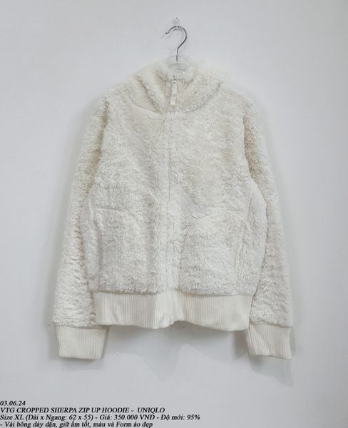  03.06.24 - VTG CROPPED SHERPA ZIP UP HOODIE - UNIQLO 
