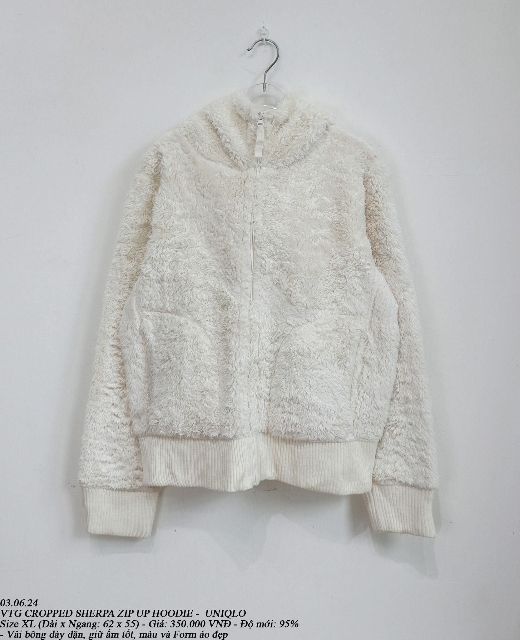  03.06.24 - VTG CROPPED SHERPA ZIP UP HOODIE - UNIQLO 