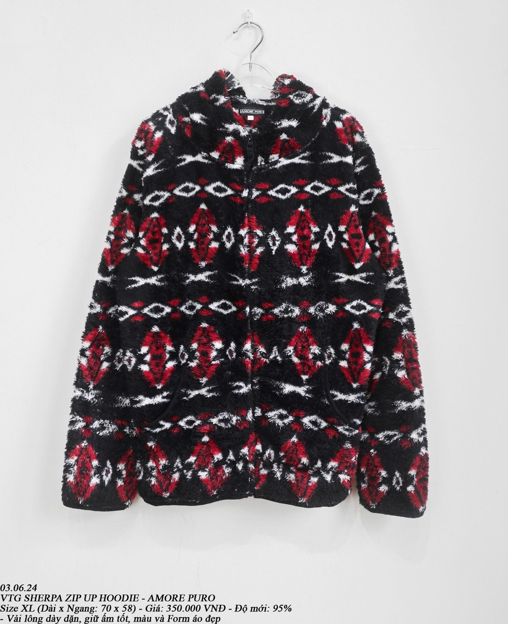  03.06.24 - VTG SHERPA ZIP UP HOODIE - AMORE PURO 