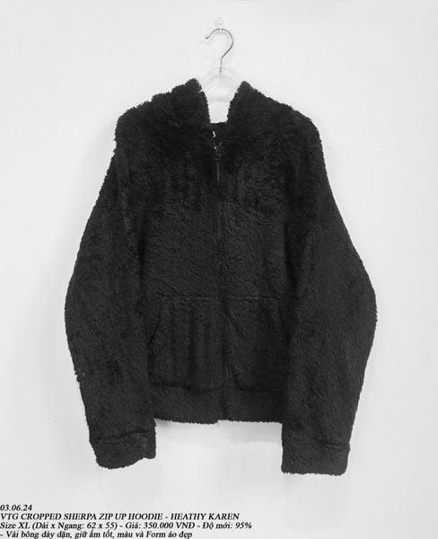  03.06.24 - VTG CROPPED SHERPA ZIP UP HOODIE - HEATHY KAREN 