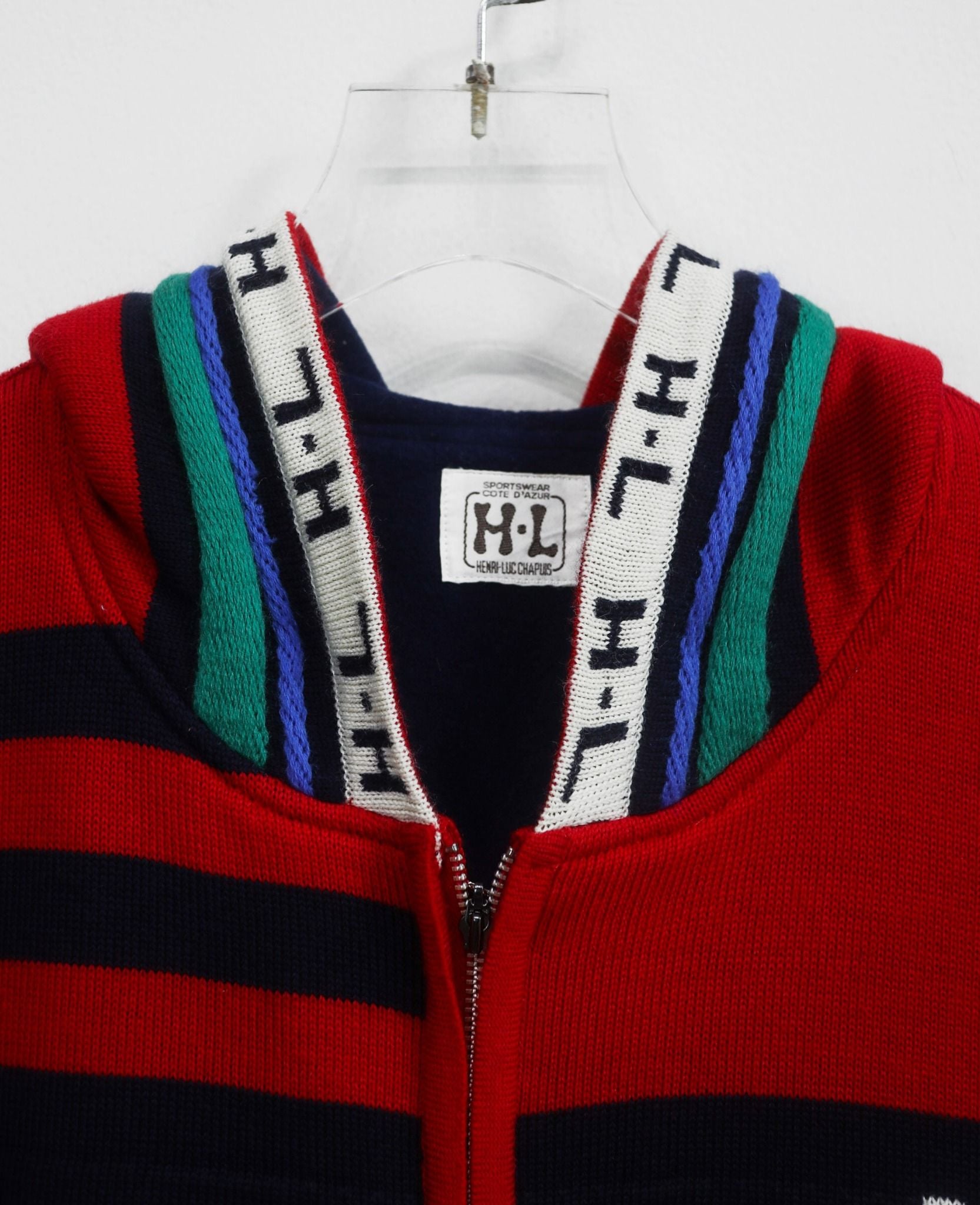  03.06.24 - VTG BOXY ZIP UP KNIT HOODIE - HENRI LUCCHAPUIS 90s 