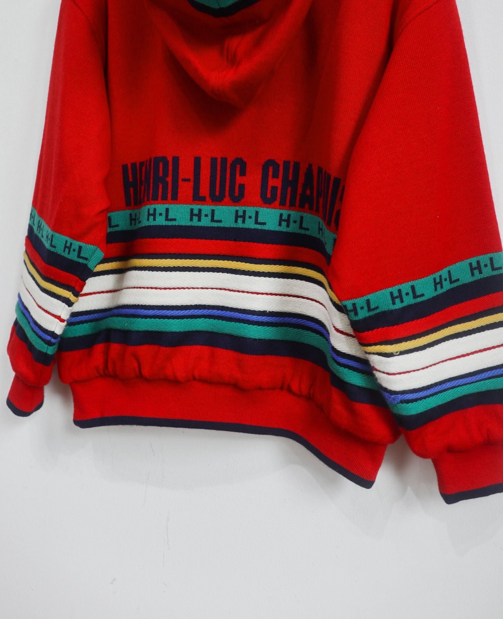  03.06.24 - VTG BOXY ZIP UP KNIT HOODIE - HENRI LUCCHAPUIS 90s 