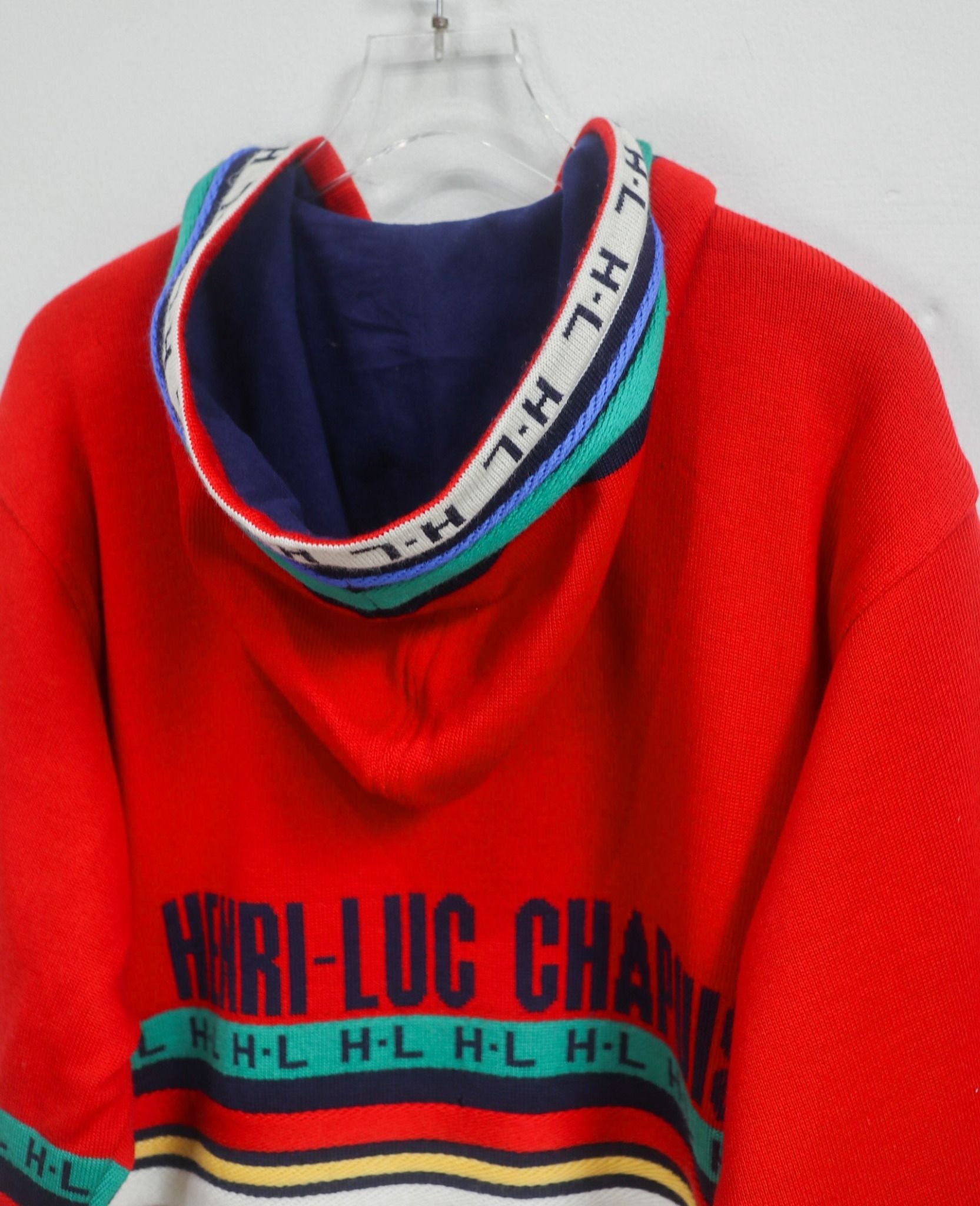  03.06.24 - VTG BOXY ZIP UP KNIT HOODIE - HENRI LUCCHAPUIS 90s 