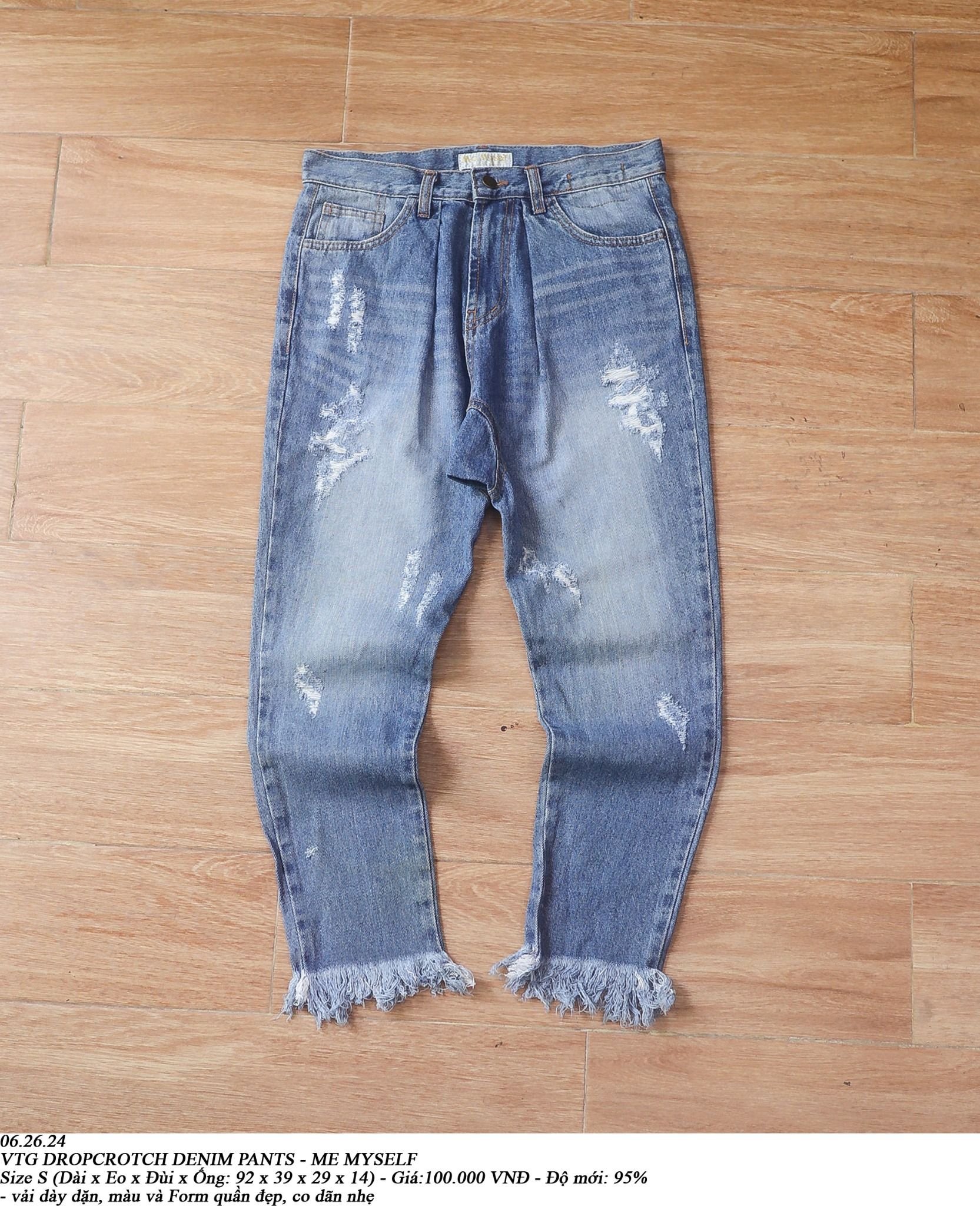  06.26.24 - VTG DROPCROTCH DENIM PANTS - ME MYSELF 