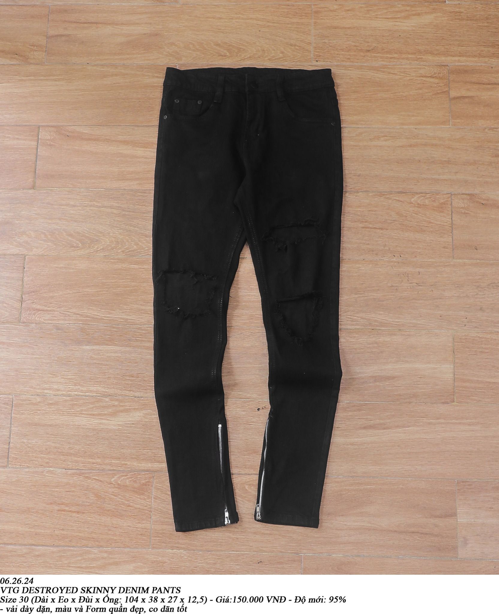  06.26.24 - VTG SKINNY DESTROYED DENIM PANTS 